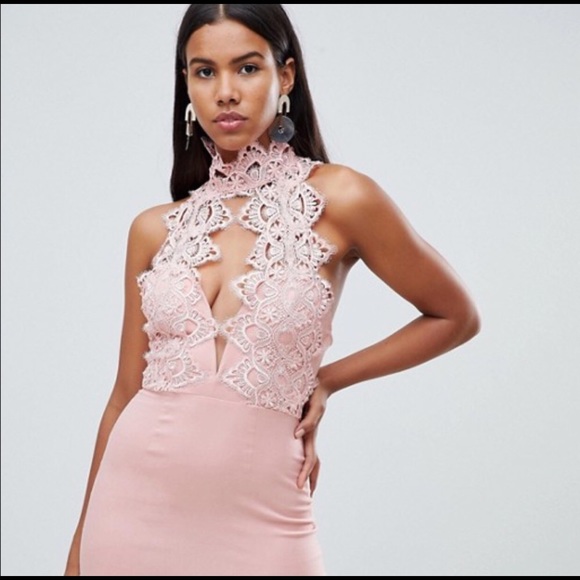 Nasty Gal Rare London High Neck Plunge Mini Dress - Picture 2 of 8